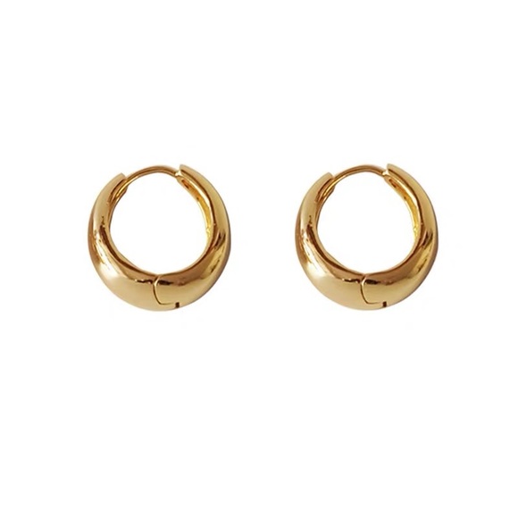 18K Gold Plated Mini Minimalist Hoop Earrings - Picture 5 of 7